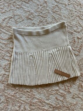 Reformation Cream Ribbed Knit Mini Skirt